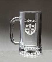 Coleman Irish Coat of Arms Glass Beer Mug (Sand Etched) - $27.72