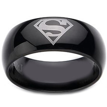 (New With Tag)Black Tungsten Carbide Dome Court Superman Wedding Band Ring - Bla - $59.99