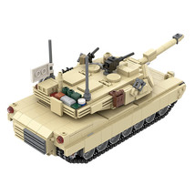 M1A2 Mini Tank Model Building Blocks with Engine 360° Rotating Turret Bricks Toy - £54.75 GBP
