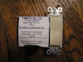 Pass Seymour Legrand TM870-ISLCC 1 pole lighted Decorator switch ivory 15A - £4.53 GBP