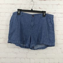 Old Navy Shorts Womens 14 Blue Linen Blend Chambray Mid Rise Casual Pockets - £13.87 GBP