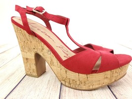 American Rag Womens Jamie1 Fabric Open Toe Casual Ankle Strap, Red, Size 9 - £16.04 GBP