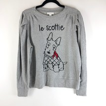 Charter Club Womens Sweatshirt Pleated Le Scottie Dog Gray PL - £15.37 GBP