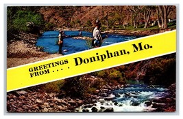 Doppio Vista Banner Greetings From Doniphan Missouri MO Unp Cromo Cartolina M18 - £3.97 GBP