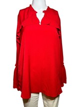 Melissa Paige Top Shirt Women&#39;s Size Small Red Pleated Tunic Sophisticated Chic - £21.08 GBP