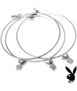 Playboy Bangle Bracelets Bunny Charms Swarovski Crystals Silver Plated 3... - £18.71 GBP