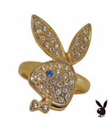 Playboy Ring Bunny Logo Swarovski Crystals Gold Plated Adjustable Size 5... - £18.93 GBP