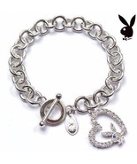 Playboy Bracelet Bunny Open Heart Charm Swarovski Crystals Toggle Clasp ... - £21.08 GBP