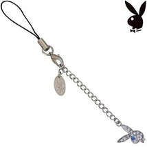 Playboy Cell Phone Charm Bunny Logo Swarovski Crystals Mobile Gift Box R... - $19.69