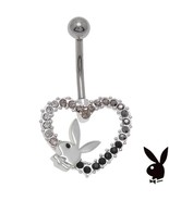 Playboy Belly Ring Heart Bunny Swarovski Crystals Curved Barbell Body Je... - £18.77 GBP