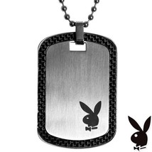Mens Playboy Necklace Bunny Logo Dog Tag Pendant Stainless Steel License... - £18.61 GBP