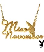 Playboy Necklace MISS NOVEMBER Bunny Pendant Gold Plated Playmate of the... - $46.74 CAD
