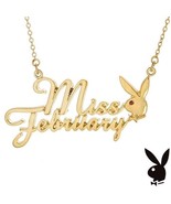 Playboy Necklace MISS FEBRUARY Bunny Pendant Gold Plated Playmate of the... - $41.19 CAD