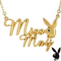 Playboy Necklace MISS MAY Bunny Logo Pendant Gold Plated Playmate of the... - $36.69
