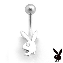 Playboy Belly Ring Bunny Logo Curved Barbell Swarovski Crystal Body Jewe... - $14.69