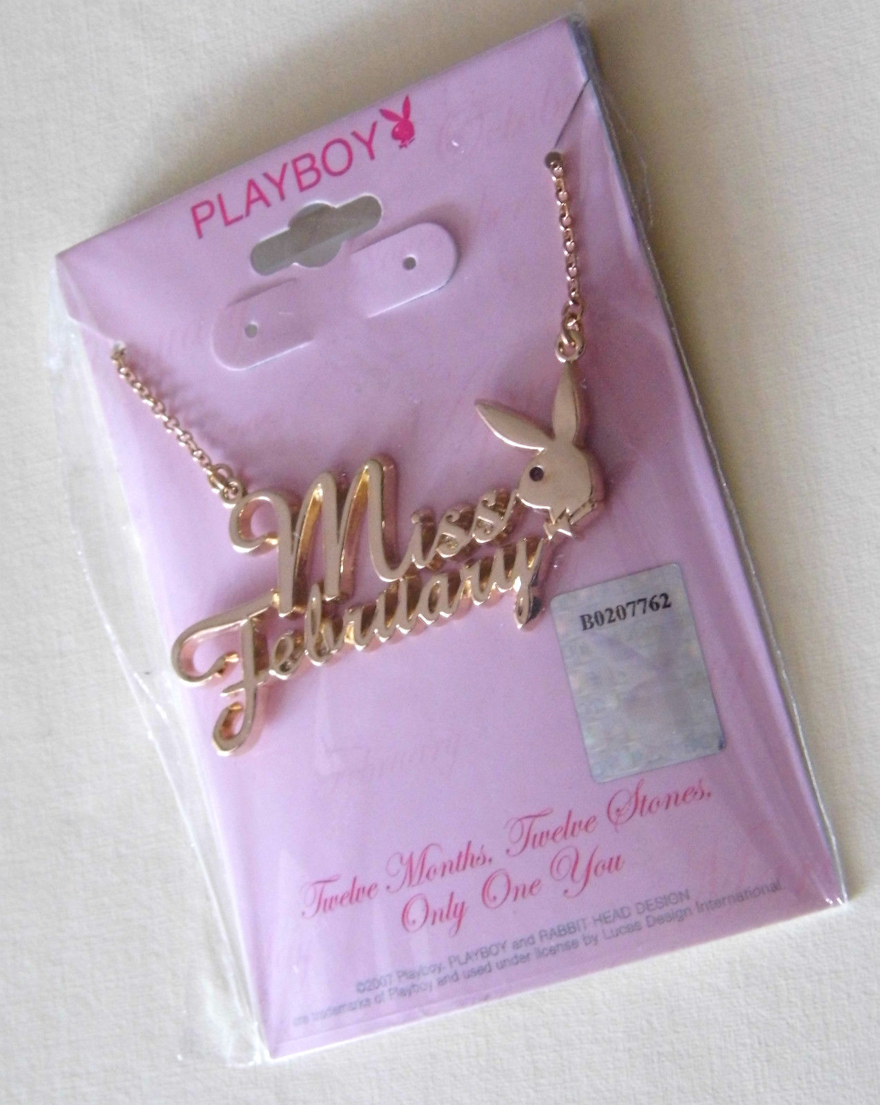 thumbnail image 2 of Playboy MISS APRIL Bunny Pendant Necklace Gold Plated With Crystal, 17 Inch, Y2K Vintage 2 of 5