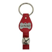 Let Me Out Dog Doorbell Bone Charm Leather Sleigh Bell Door Hanger Made ... - $45.52
