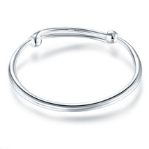 Solid 999 Silver Plain Bangle Bracelet Baby Kids Gift Adjustable Size FB... - $21.99