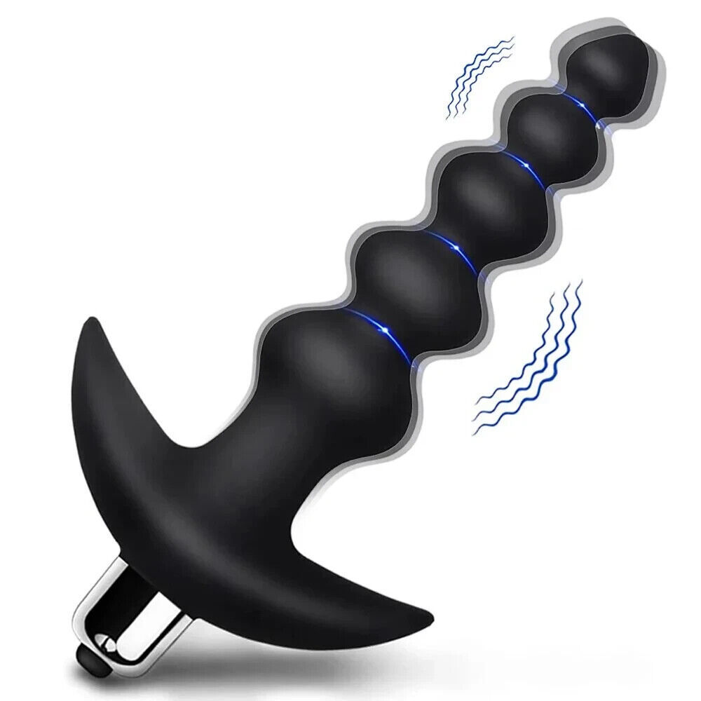 TLUDA Anal Beads Sex Toy Vibrating Butt Plug Anal Plug Vibrator - BLACK - $9.49