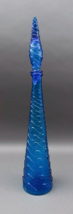 Empoli Italian Vintage MCM Blue Wave Art Glass Decanter Genie Bottle 22&quot; (Read) - £314.75 GBP