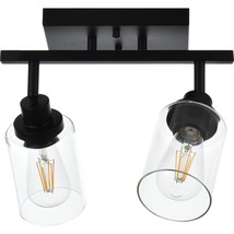 2 Light Wall Scone Spotlight Semi Flush Mount Ceiling Light, Black Bathroom Ligh - $128.99