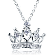 Kids Girl Crown Pendant Necklace Solid 925 Sterling Silver Jewelry FN8063 - £30.46 GBP