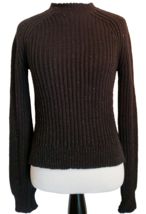 Zara Chunky Sweater Womens S Black Handknit Cotton Beaded Mock Neck Pullover - £17.61 GBP