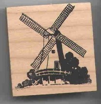 Windmill Dutch Large Rubber Stamp made in america free shipping danish - $25.73