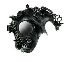 Scratch &amp; Dent Metallic Silver Steampunk Phantom Adult Costume Mask - £16.40 GBP
