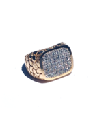 Vintage Men&#39;s 1ct Pave Diamond Nugget 14K Gold Ring - £2,566.96 GBP