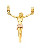 14K Two Tone Gold Jesus Crucifix Religious Pendant - £145.49 GBP