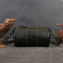 Genuine Leather Luxury Design Vintage Boston Pillow Bag Sense Cylinder Classics  - £139.63 GBP