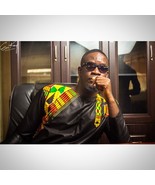 Kente and Black Cotton Men&#39;s African Long Sleeve Shirt Men&#39;s African Clo... - $68.45 CAD+