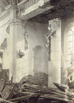 WW1 Original Post Card Photo Crucifix Remains Undamaged in Ruined Church... - $50.00