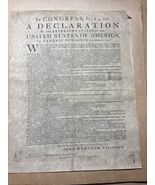 1970’s Rare Facsimile Of Dunlap Broadside Declaration Of Independence - $3,664.59 MXN