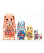 Easter Bunnies with Eggs Nesting Doll - 5&quot; w/ 5 Pieces - £40.09 GBP