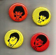 Beatles Cartoon Button Pin Set Beatlemania 1980s - £6.27 GBP