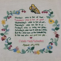 Baby Embroidery Sampler Nursery Finished Butterfly Prayer Floral Birth G... - £22.49 GBP