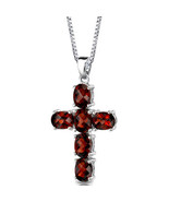 Sterling Silver 6 Carat Garnet Cross Necklace - $2,010.42 MXN