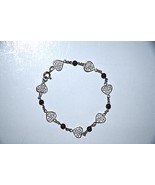 Silver filigree bracelet with garnet stones Hughes Jewelry 7 inches - £15.80 GBP