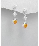 STERLING SILVER AND CZ POST EARRINGS - $21.95