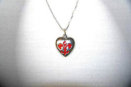 Silver Heart Pendant W/ Fleur De Lis And 18 Inch Silver Chain Necklace I - £15.14 GBP