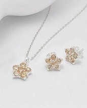 .925, Sterling Silver Cubic Zirconia Pendant And Earring Set Goldenrod Colored - £23.94 GBP