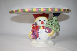 Christopher Radko Holiday Celebrations Snowman Footed Cake Plate  #1421 - £32.95 GBP
