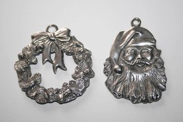 2 Seagull Pewter Canada Ornaments  -Santa &amp; Wreath-  #1748 - £17.30 GBP