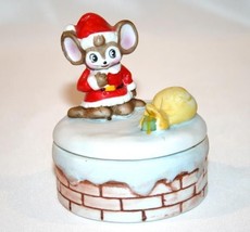 HOMCO Christmas Mouse Round Trinket Box  #962 - $15.00
