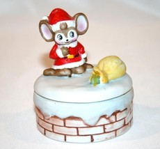 HOMCO Christmas Mouse Round Trinket Box  #962 - £12.04 GBP