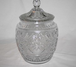 Vintage Anchor Hocking Clear Sandwich Glass 10&quot; Cookie Jar with Lid #1728 - £28.04 GBP