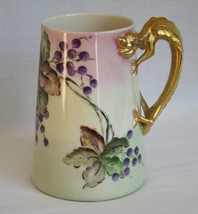 Vintage Lenox Belleek Pallet Hand Painted Grape Leaf Dragon Handle Mug - $120.00