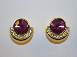 Swarovski Swan Signed Hot Pink Crystal Pierced Earrings J89GS - £34.98 GBP